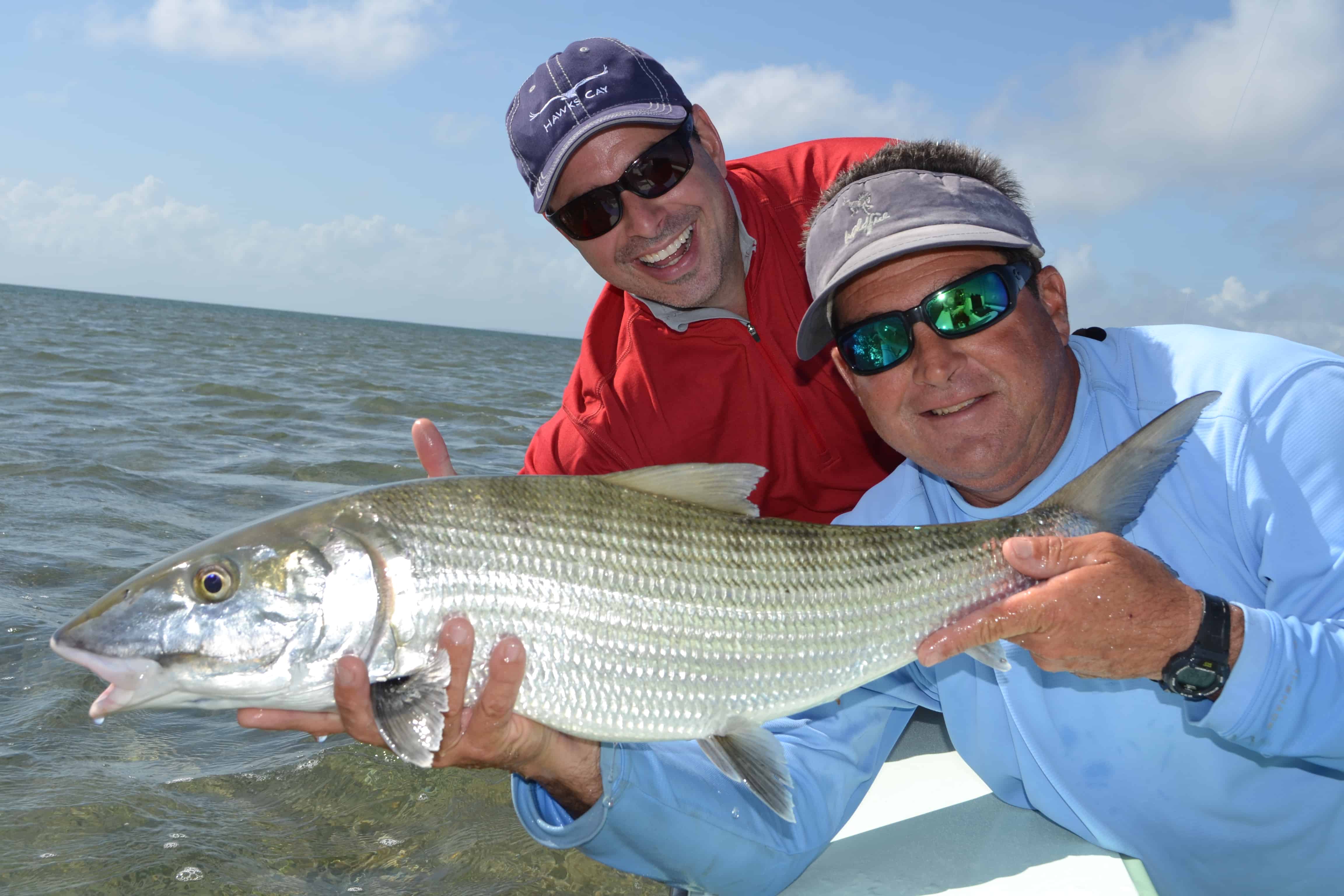 Ray Lombard's grin matches the size of his bonefish with Capt. Joe Gonzalez.